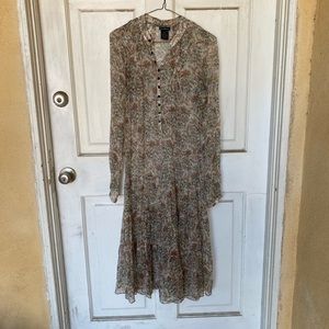 Earl Jean Sheer Long-sleeve Dress